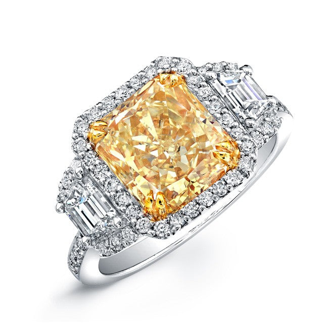 Natalie K  18k White and Yellow Gold Pear Shaped Fancy Yellow Diamond Ring (center stone sold separately)