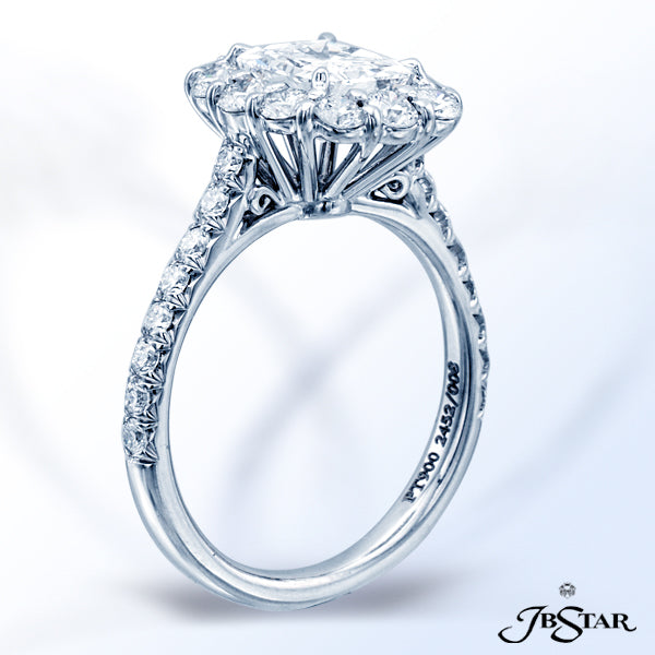 JB STAR PLATINUM DIAMOND ENGAGEMENT RING HANDCRAFTED WITH A BEAUTIFUL 1.54 CT RADIANT DIAMOND CENTER