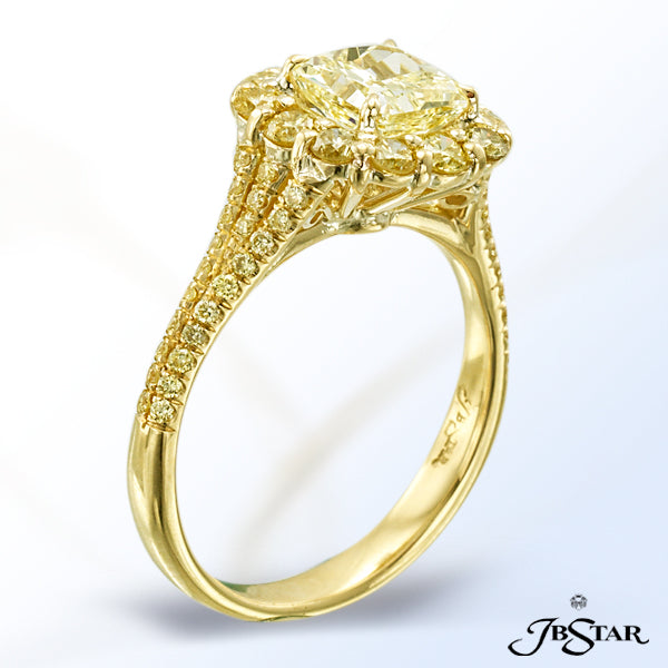 JB STAR NATURAL FANCY YELLOW DIAMOND RING FEATURING A STUNNING 1.31 CT RADIANT FANCY YELLOW CENTER S
