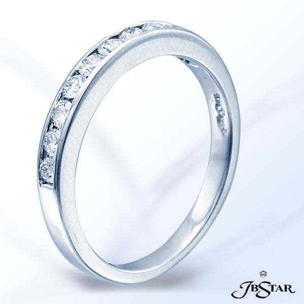 JB STAR PLATINUM DIAMOND BAND HANDCRAFTED WITH 10 CAREFULLY MATCHED ROUND DIAMONDS IN A CHANNEL SETT
