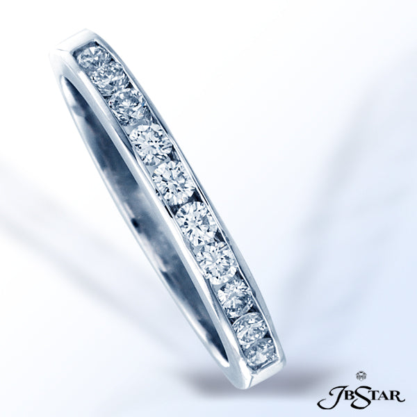 JB STAR PLATINUM DIAMOND BAND HANDCRAFTED WITH 10 CAREFULLY MATCHED ROUND DIAMONDS IN A CHANNEL SETT