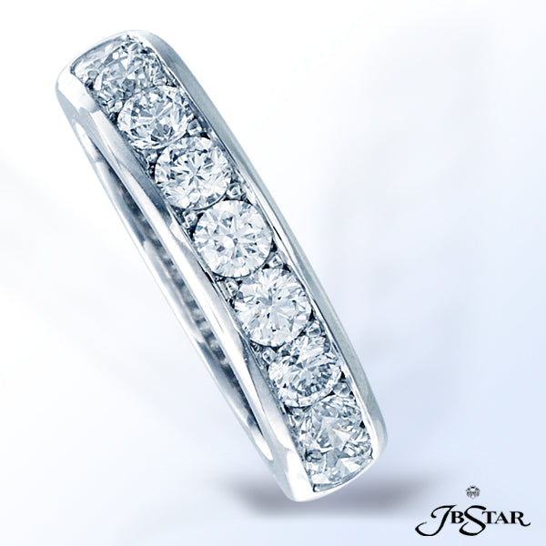 JB STAR PLATINUM DIAMOND BAND FEATURING 9 ROUND DIAMONDS IN A CHANNEL SETTING.DIAMONDS: ROUND 1.27