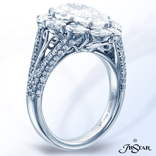 JB STAR STUNNING DIAMOND RING FEATURING A PEAR-SHAPE DIAMOND, ENCIRCLED BY PERFECTLY MATCHED MARQUIS
