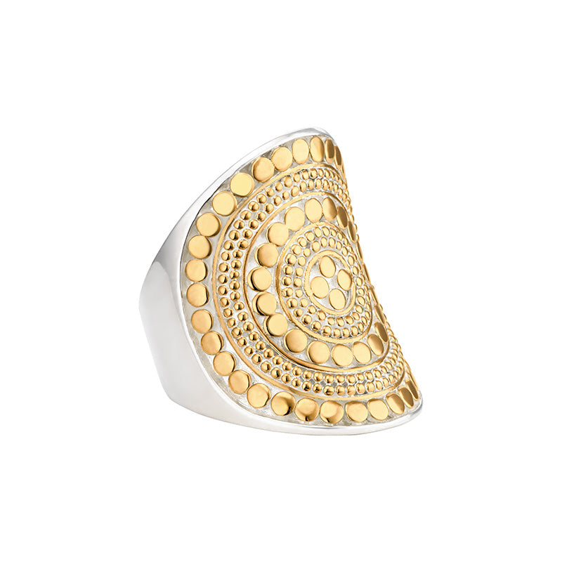 Ana Beck 18k gold plated and sterling silver Beaded Saddle Ring - Gold