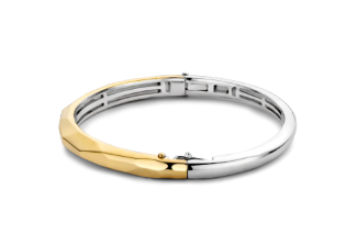 STERLING SILVER GOLD PLATED TWO TONE BANGLE