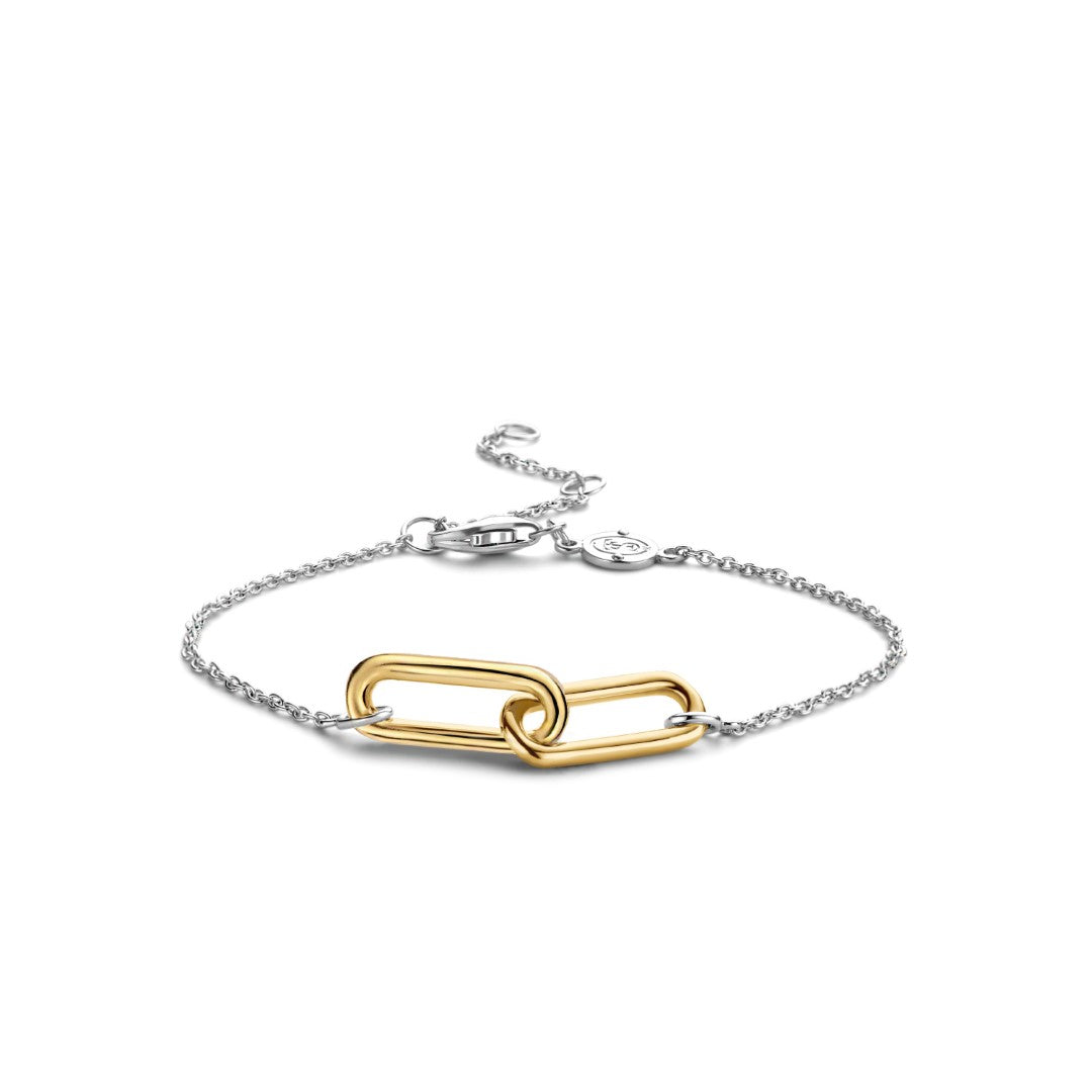 GOLD PLATED SILVER BRACELET WITH TWO CONNECTED LINKS