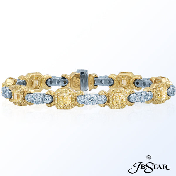 JB STAR AN EXCLUSIVELY DESIGNED BRACELET WITH NATURAL FANCY YELLOW RADIANT DIAMONDS, LINKED TOGETHER