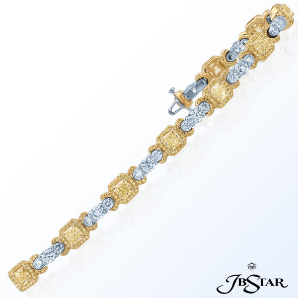 JB STAR AN EXCLUSIVELY DESIGNED BRACELET WITH NATURAL FANCY YELLOW RADIANT DIAMONDS, LINKED TOGETHER