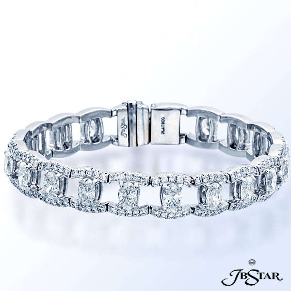 JB STAR DIAMOND AND PLATINUM BRACELET UNIQUELY DESIGNED WITH 20 PERFECTLY MATCHED OVAL DIAMONDS SET