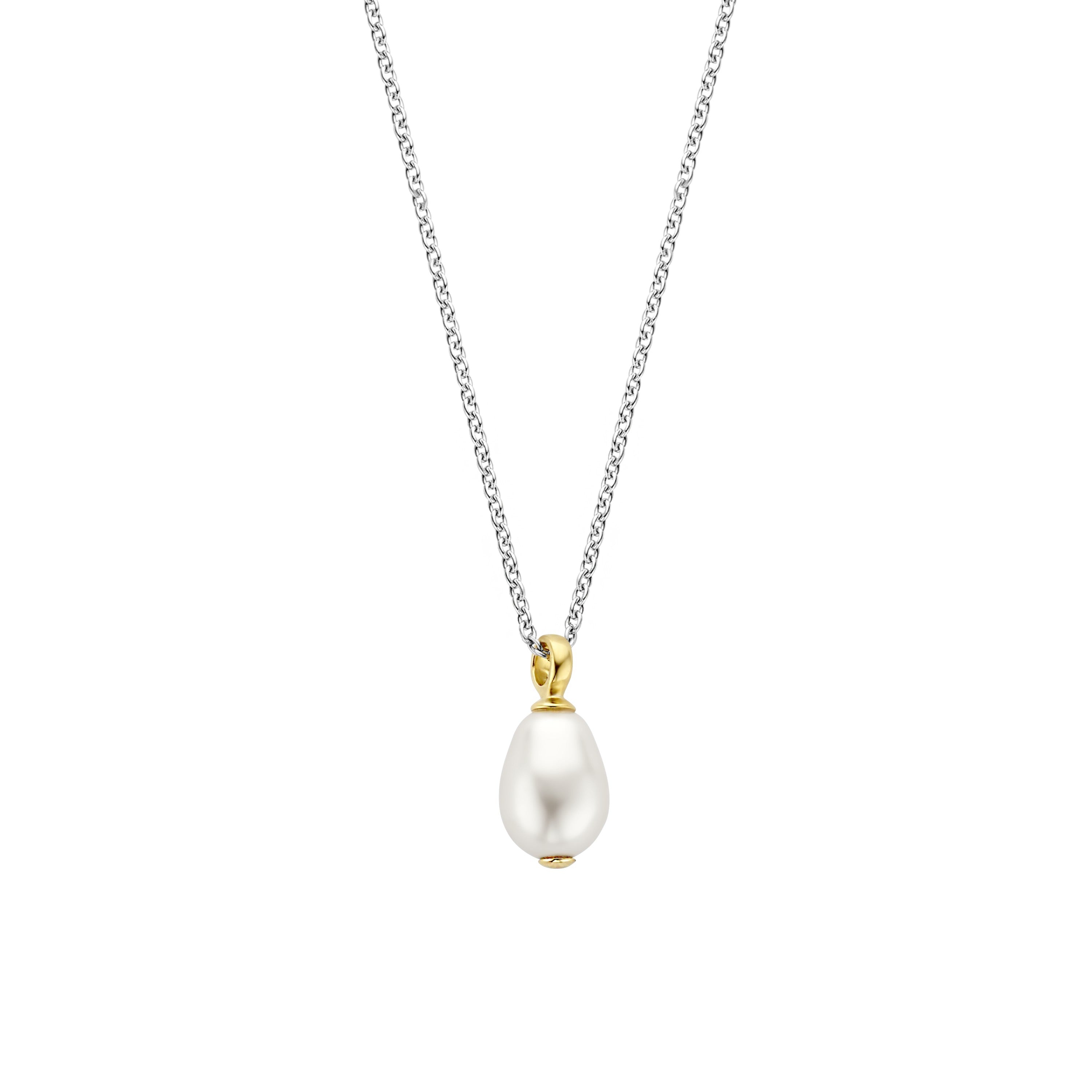 Tisento Milano Sterling Silver gold plated Pearl whiteNecklace