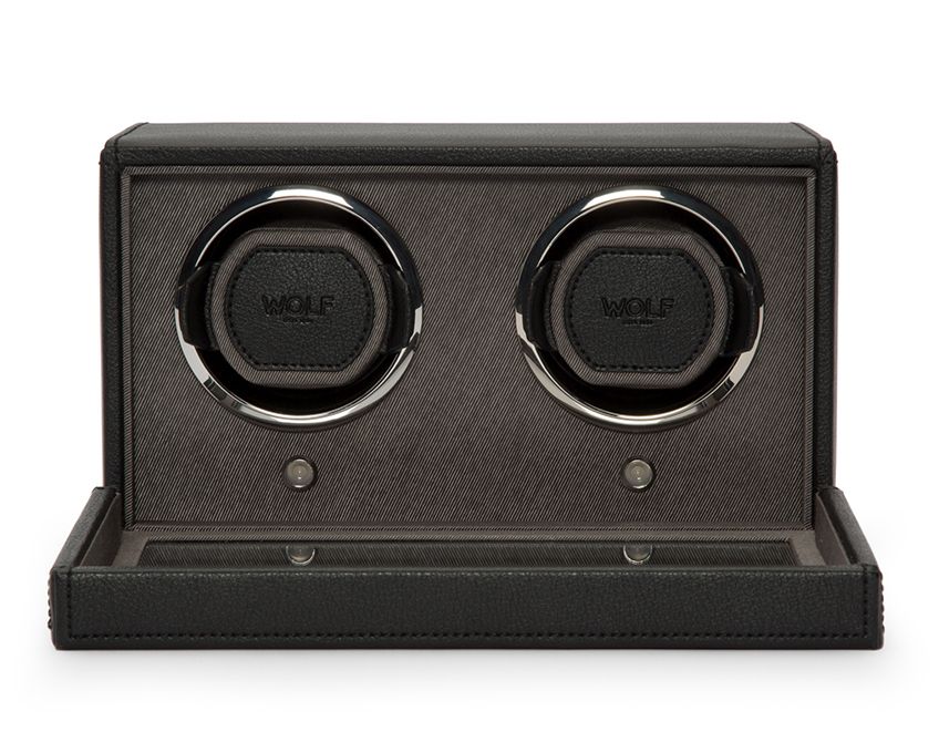 BLACK CUB DOUBLE WATCH WINDER WITH COVER
