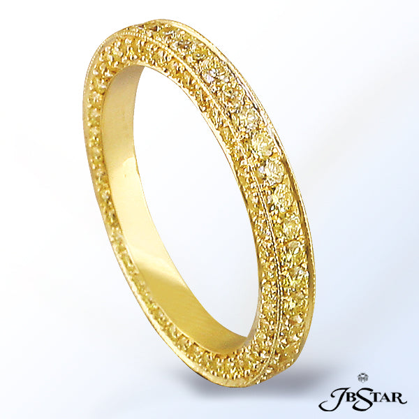 JB STAR FANCY YELLOW DIAMOND ETERNITY BAND HANDCRAFTED WITH THREE SIDES OF NATURAL FANCY YELLOW DIAM