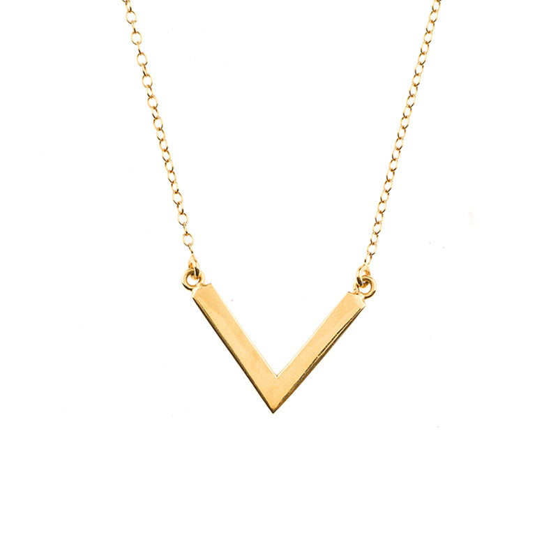 Ana Beck 18k gold plated and sterling silver V Necklace (Double-Sided) - Gold