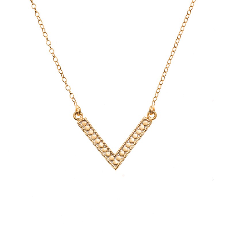 Ana Beck 18k gold plated and sterling silver V Necklace (Double-Sided) - Gold