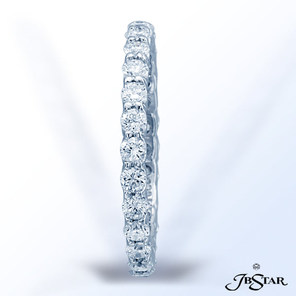JB STAR PLATINUM DIAMOND ETERNITY BAND HANDCRAFTED WITH 26 PERFECTLY MATCHED BRILLIANT ROUND DIAMOND