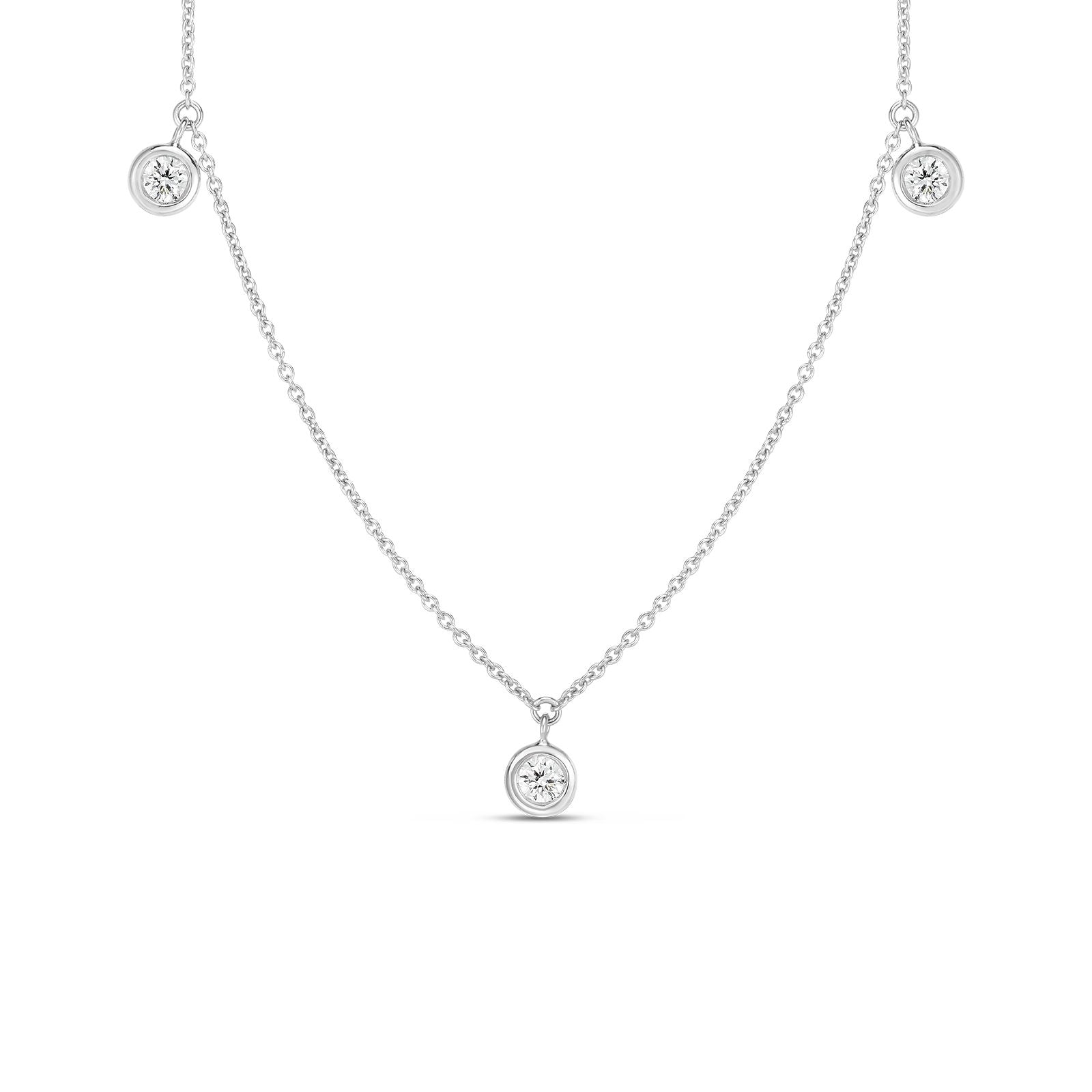 ROBERTO COIN 18KY 3 STATION NECKLACE .14 CT DIA