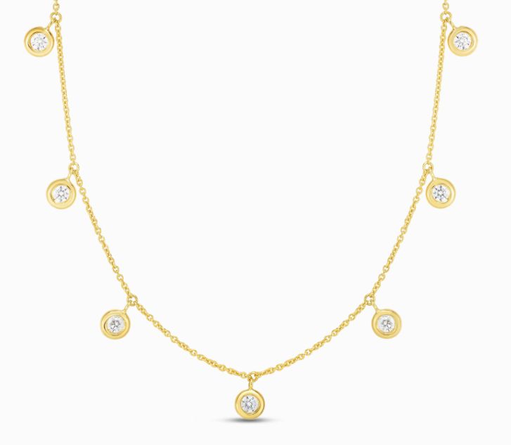 ROBERTO COIN 18KY 7 STATION NECKLACE .34 CT DIA