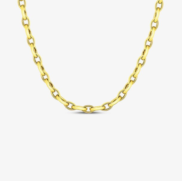 18K GOLD ALMOND LINK 17 INCH NECKLACE