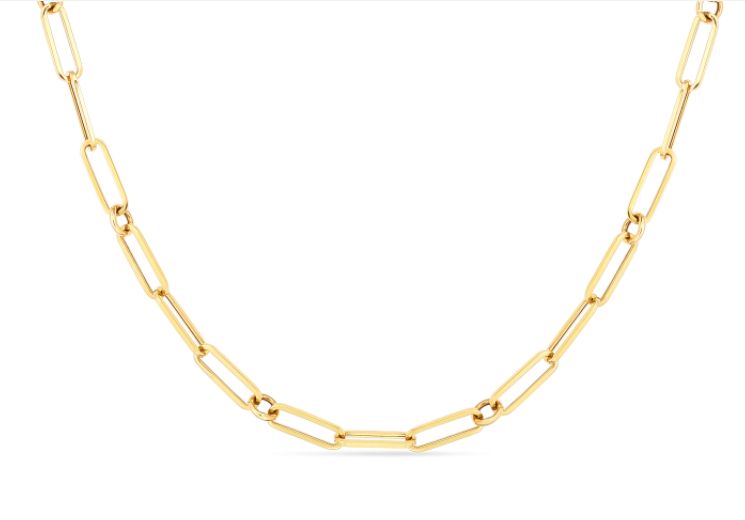 ROBERTO COIN 18K YELLOW GOLD 17 INCH  PAPER CLIP NECKLACE