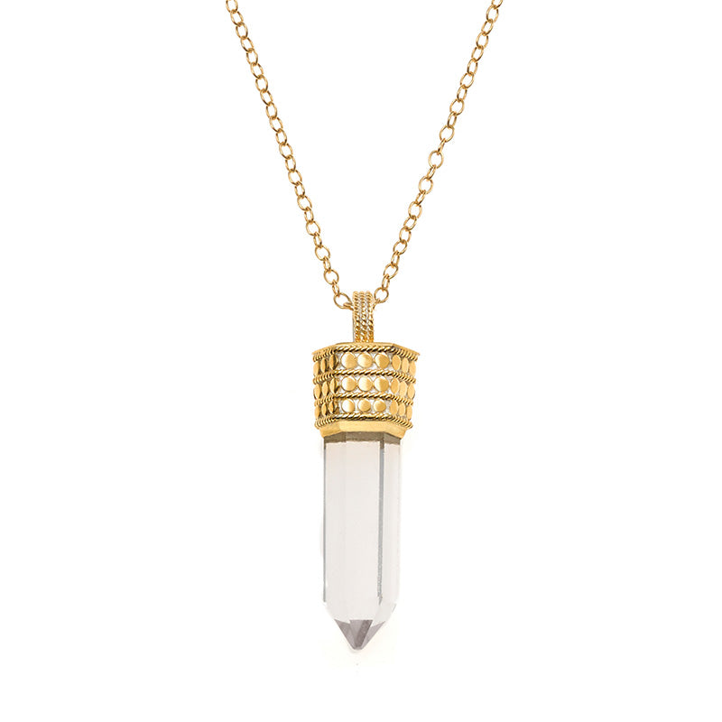 Ana Beck 18k gold plated and sterling silver Exclusive - Clear Quartz Crystal Necklace