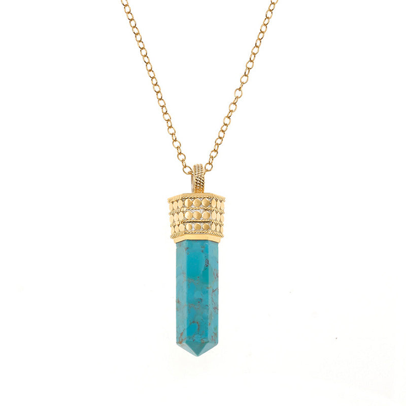 Ana Beck 18k gold plated and sterling silver Exclusive - Turquoise Crystal Necklace