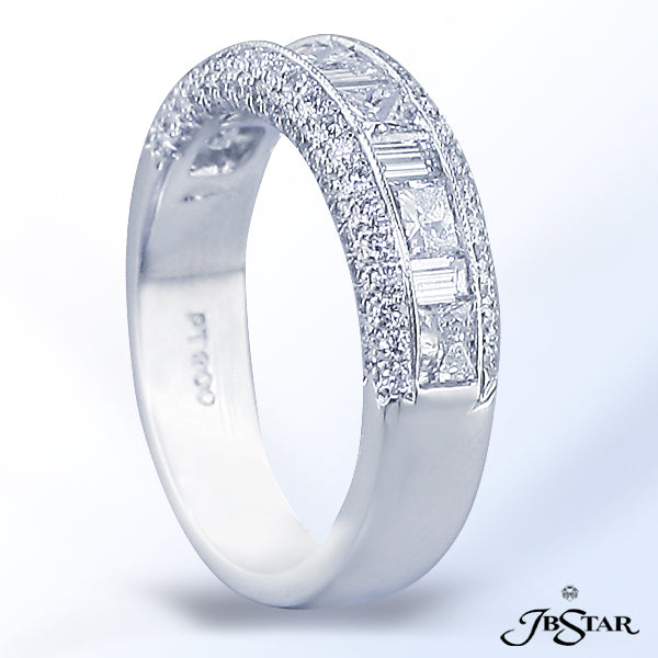 JB STAR PLATINUM DIAMOND BANDDIAMONDS: 1.62 CT. TW. (PRINCESS, BAGUETTE, & ROUND)