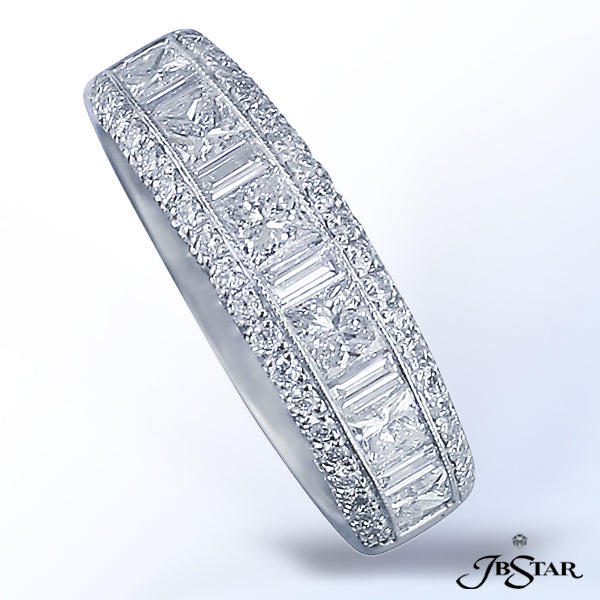 JB STAR PLATINUM DIAMOND BANDDIAMONDS: 1.62 CT. TW. (PRINCESS, BAGUETTE, & ROUND)