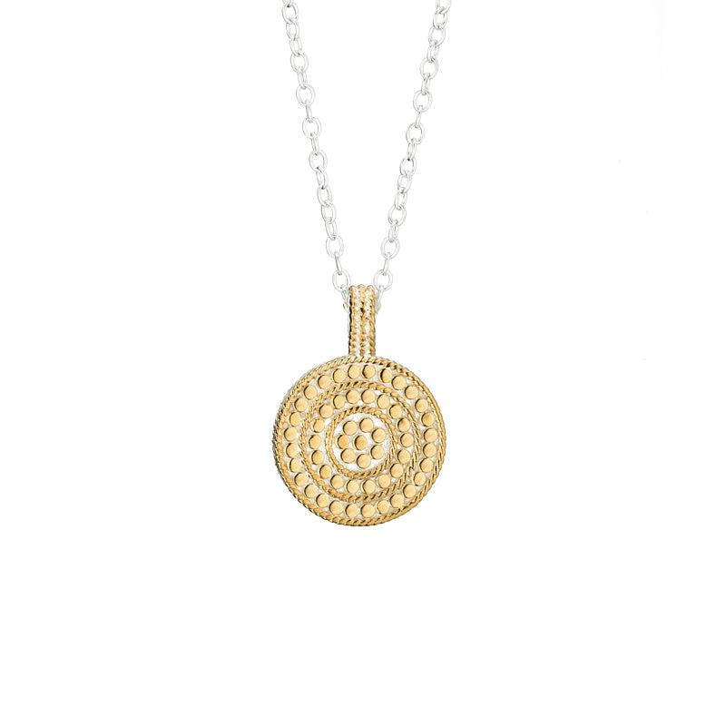 Ana Beck 18k gold plated and sterling silver Reversible Divided Disk Charity Necklace