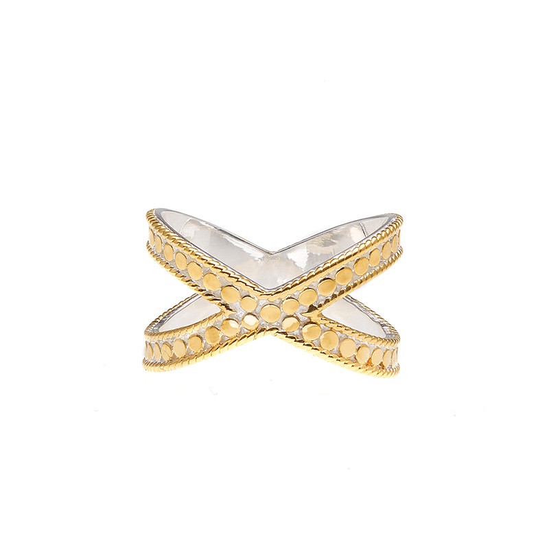 Ana Beck 18k gold plated and sterling silver Single Cross Ring - Gold
