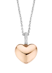 STERLING SILVER ROSE GOLD PLATED PUFFY HEART PENDANT