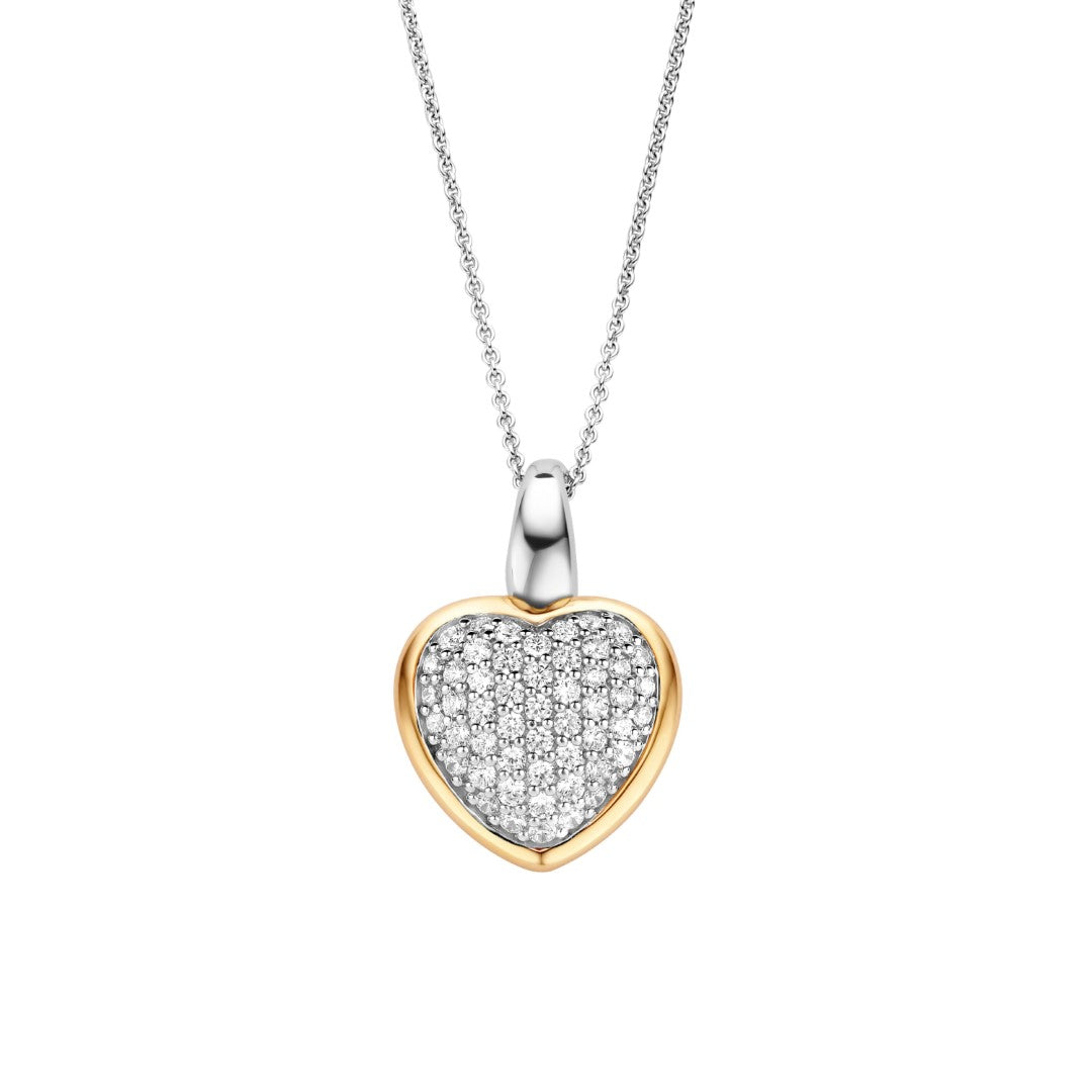 Tisento Milano Sterling Silver gold plated Zirconia white yellow gold platedPendant