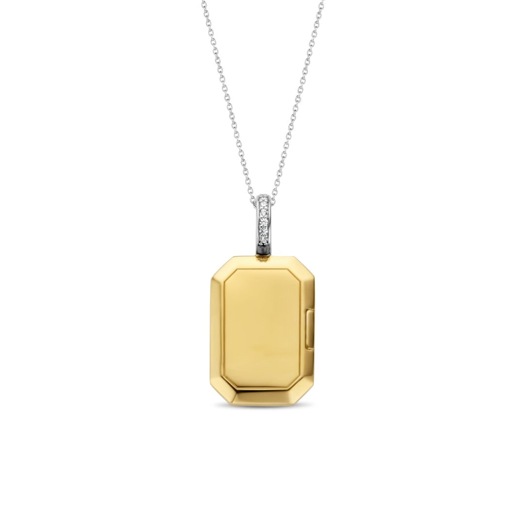 Tisento Milano Sterling Silver gold plated Zirconia white yellow gold platedPendant