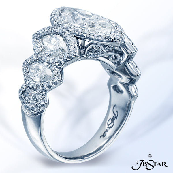 JB STAR PLATINUM DIAMOND RING IN A UNIQUE MARQUISE STYLE FEATURING A LOVELY 3.01 CT MARQUISE CENTER