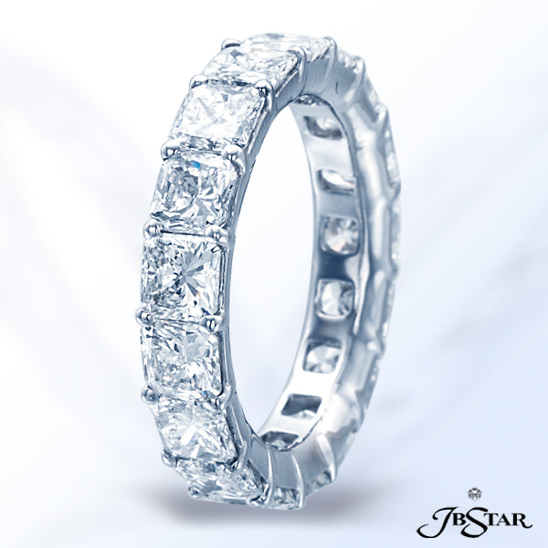JB STAR DIAMOND ETERNITY BAND HANDCRAFTED IN PURE PLATINUM WITH 17 PERFECTLY MATCHED RADIANT DIAMOND