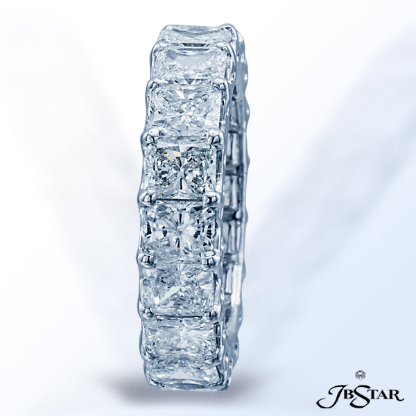 JB STAR DIAMOND ETERNITY BAND HANDCRAFTED WITH 18 PERFECTLY MATCHED RADIANT DIAMONDS IN PLATINUM SHA