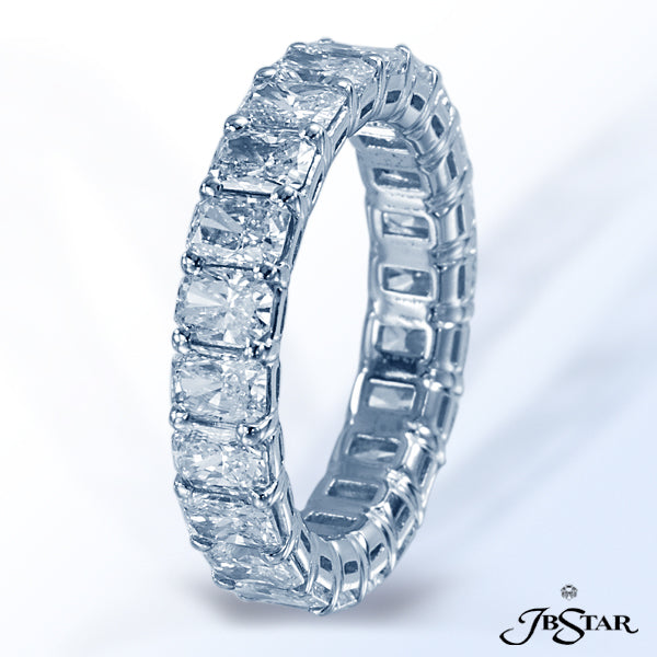 JB STAR PLATINUM ETERNITY BAND HANDCRAFTED WITH 22 PERFECTLY MATCHED RADIANT DIAMONDS IN SHARED-PRON