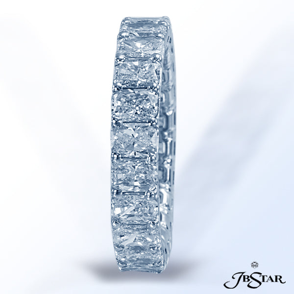 JB STAR PLATINUM ETERNITY BAND HANDCRAFTED WITH 22 PERFECTLY MATCHED RADIANT DIAMONDS IN SHARED-PRON