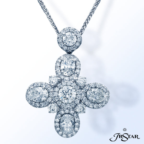 JB STAR DIAMOND PENDANT HANDCRAFTED WITH 4 BEAUTIFULLY MATCHED OVAL DIAMONDS RADIATING FROM A CENTER