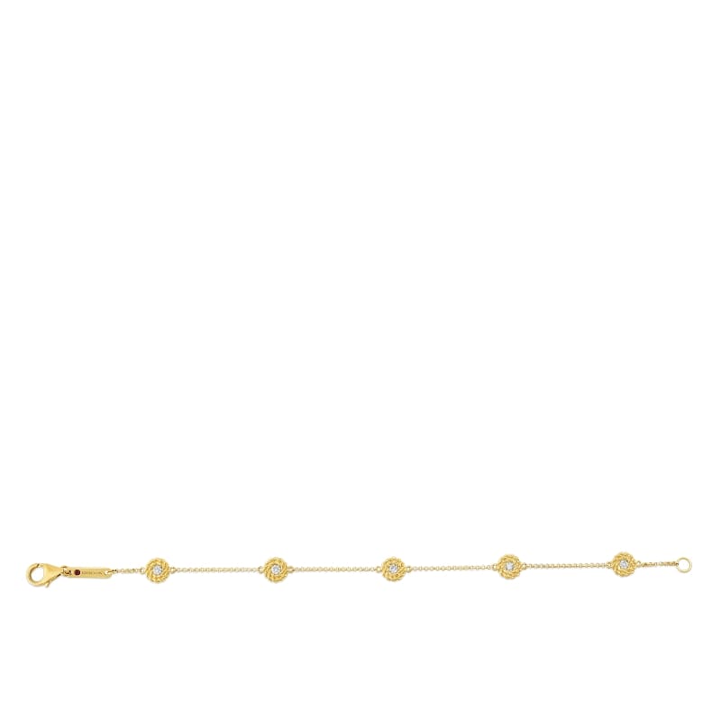 ROBERTO COIN 18KT GOLD BRACELET WITH DIAMOND STATIONS FROM THE NEW BAROCCO