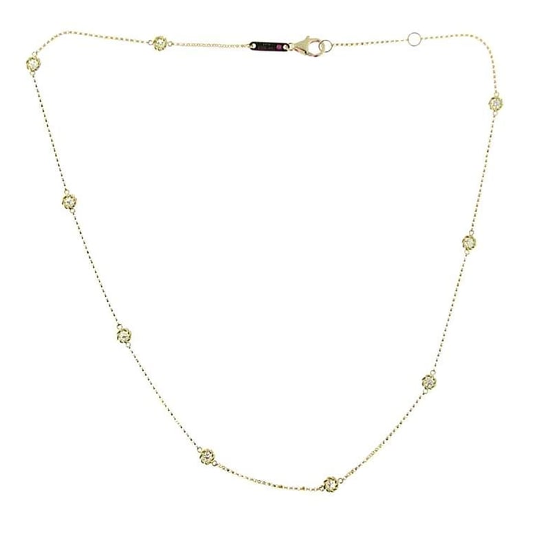 ROBERTO COIN 18KT YELLOW GOLD NECKLACE WITH 9 DIAMOND STATIONS FROM THE NEW BAROCCO
