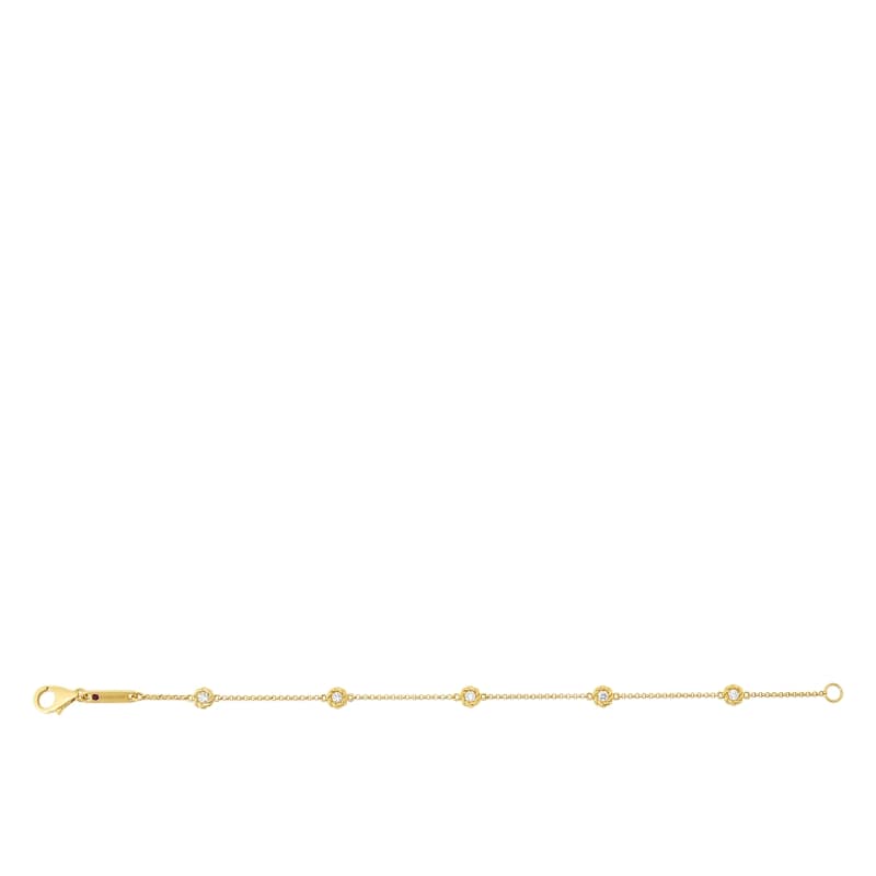ROBERTO COIN 18KT GOLD BRACELET WITH ALTERNATING DIAMOND STATIONS FROM THE NEW BAROCCO