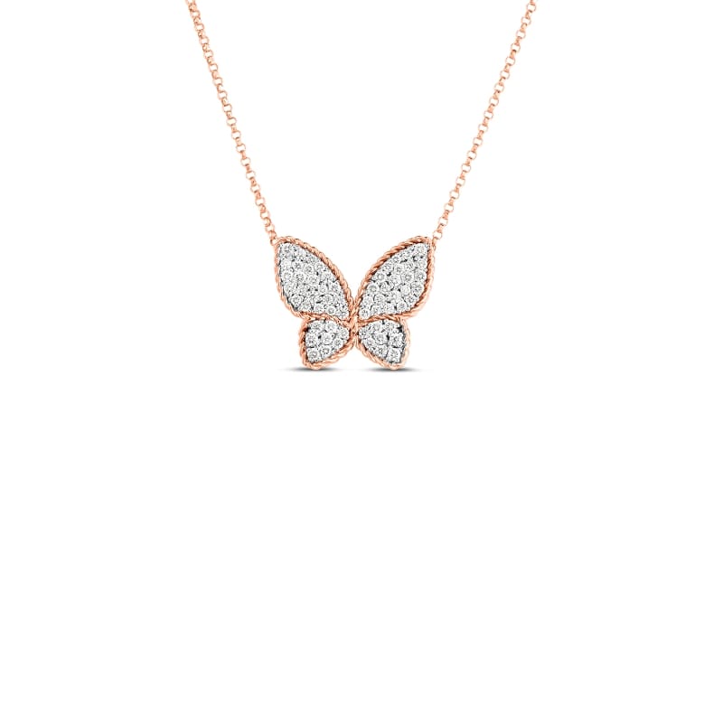 ROBERTO COIN 18KT GOLD & DIAMOND PRINCESS LARGE BUTTERFLY PENDANT FROM THE PRINCESS