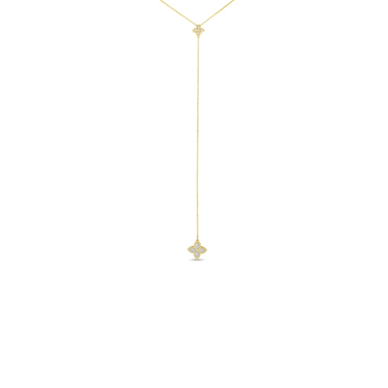 ROBERTO COIN 18K GOLD & DIAMOND FLOWER LARIAT FROM THE PRINCESS FLOWER