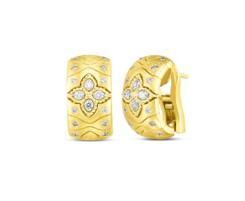 ROBERTO COIN 18KYG ROYAL PRINCESS FLOWER EAR .44 CT