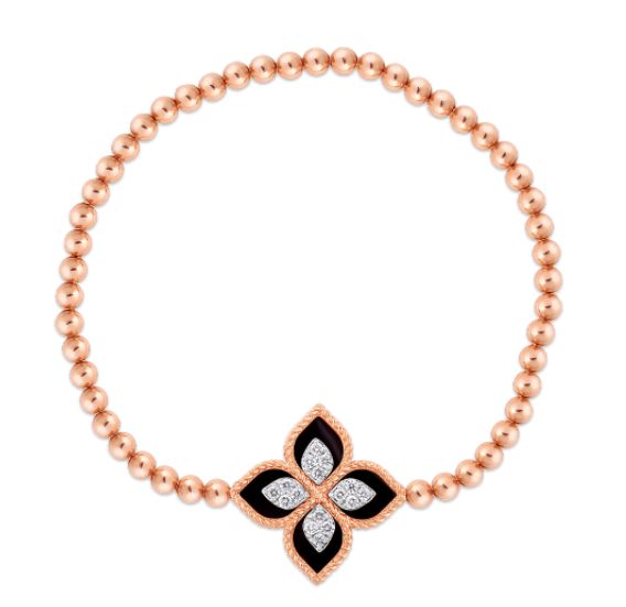 ROBERTO COIN 18KR BLK JADE PRINCESS FLOWER BRACELET — MulloysJewelry