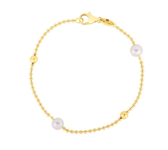 ROBERTO COIN 18KY PEARL STATION BRACLET