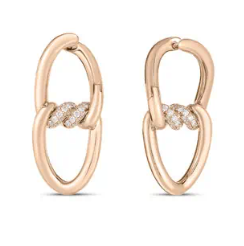 18K R CIALOMA SMALL CHAIN LINK EARRINGS W. DIAMOND ACCENT