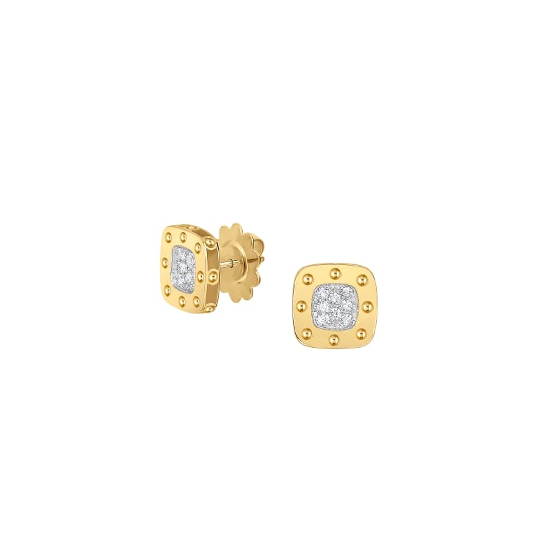 ROBERTO COIN 18KT GOLD STUD EARRINGS WITH DIAMONDS FROM THE POIS MOI