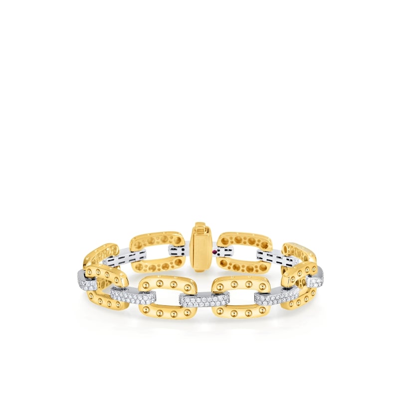 ROBERTO COIN 18KT GOLD LINK BRACELET WITH DIAMONDS FROM THE POIS MOI