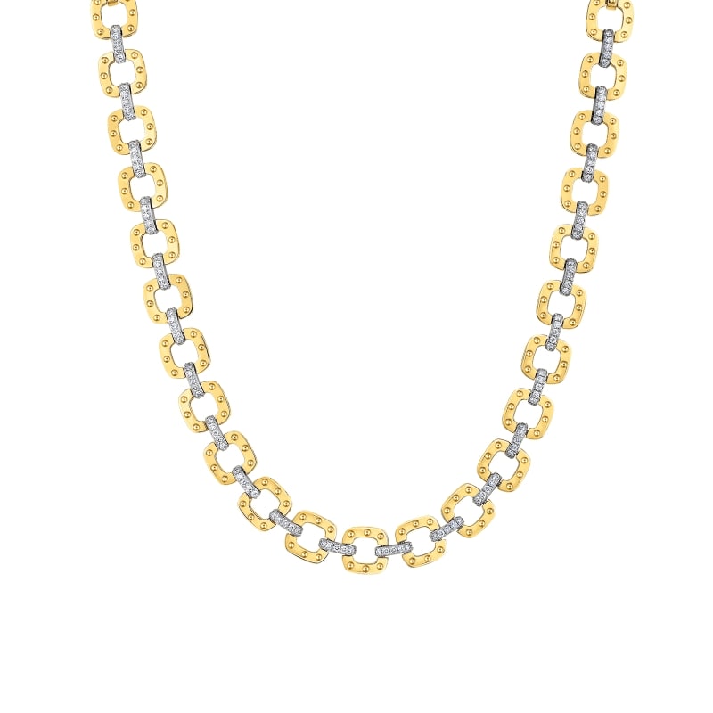 ROBERTO COIN 18KT GOLD LINK NECKLACE WITH DIAMONDS FROM THE POIS